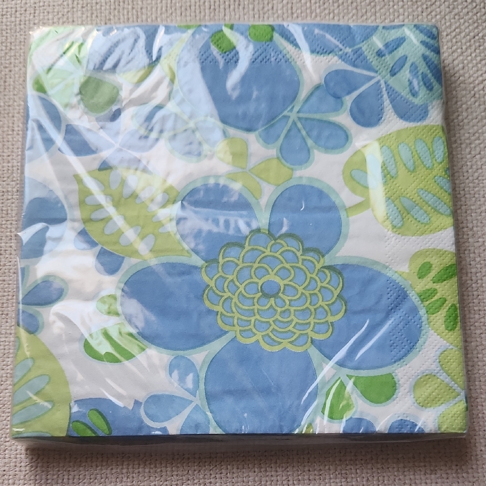 Floral Blue and Green Napkins Cool Hues 18 Napkins